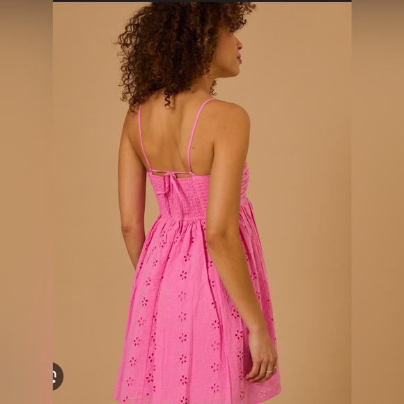 Altar'd State Hot Pink Eyelet Spaghetti Strap Dress - Picture 4 of 7